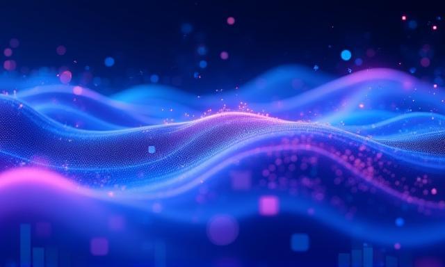 Abstract dynamic digital waves representing AI motion flow